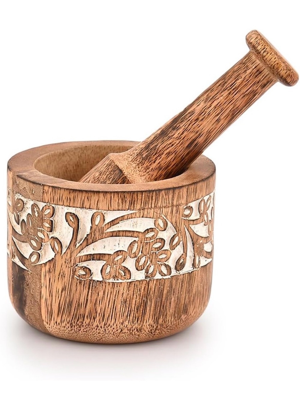 Hand-Carved Mango Wood Mortar and Pestle